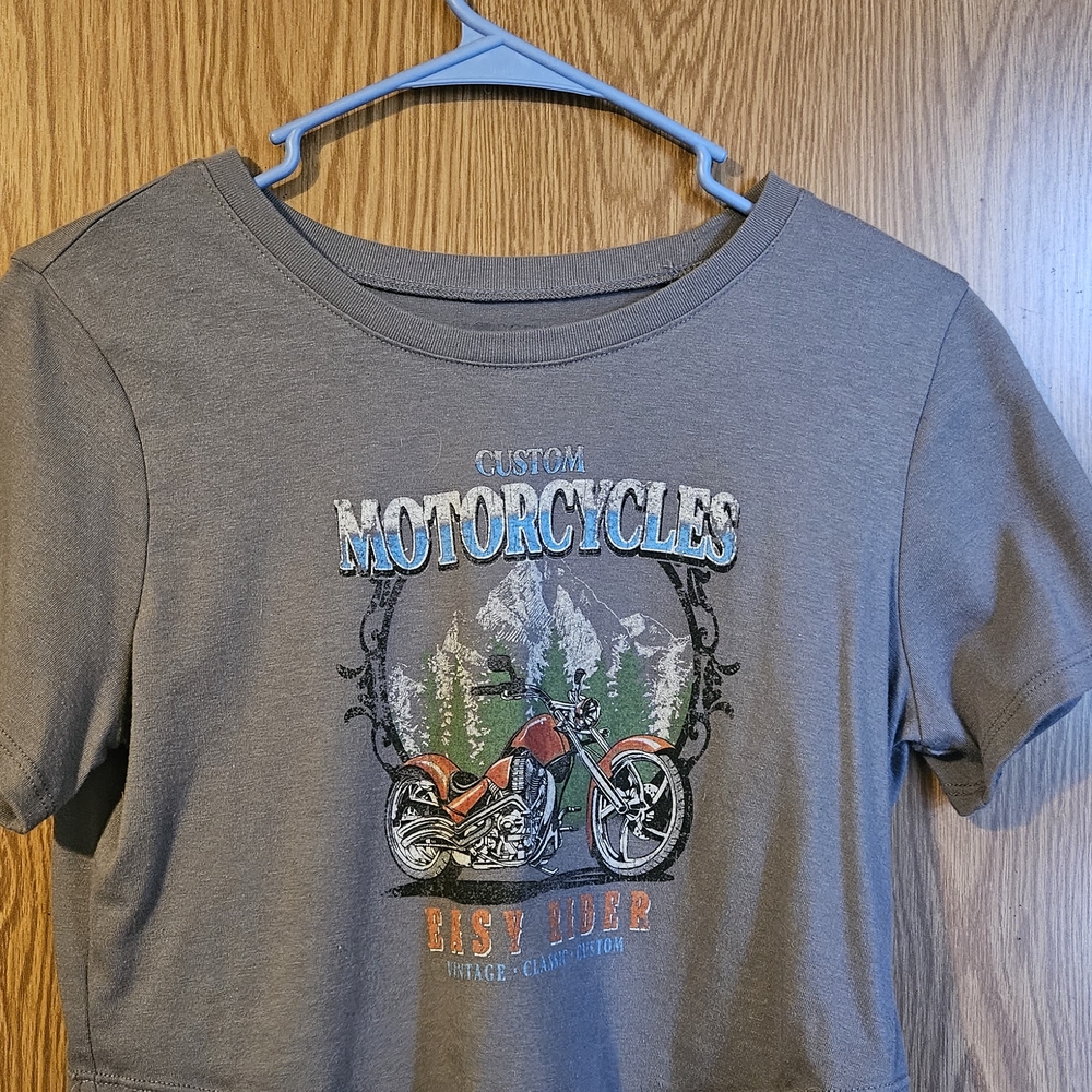 Custom Motorcycles Gray Crop Top
